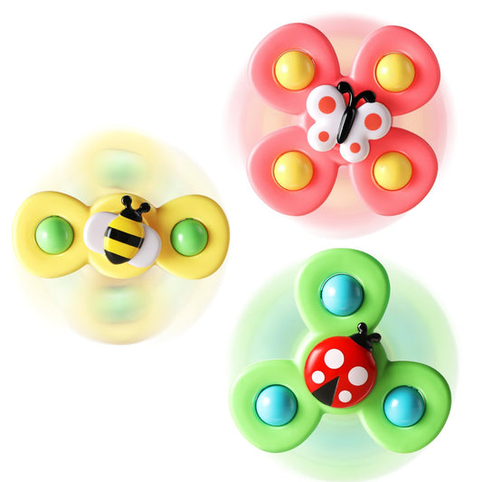 ALASOU 3PCS Suction Cup Spinner Toys for 1 Year Old Boy Girl|Spinning Top Baby Toys 12 18 Months|1 2 Year Old Boy Birthday Gift|Baby Toys for Kids Ages 1-3|Sensory Toys for Toddlers 1-3