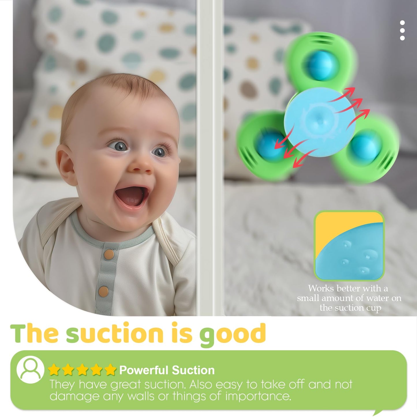 ALASOU 3PCS Suction Cup Spinner Toys for 1 Year Old Boy Girl|Spinning Top Baby Toys 12 18 Months|1 2 Year Old Boy Birthday Gift|Baby Toys for Kids Ages 1-3|Sensory Toys for Toddlers 1-3