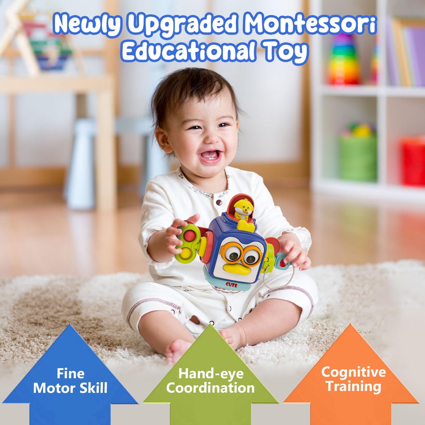 Montessori Toys for 1 Year Old, Sensory Toys for Toddlers 1-3, Travel Activities Busy Cube, Baby Gifts for 12 18 Month, Motor Skills Educational Learning Toys