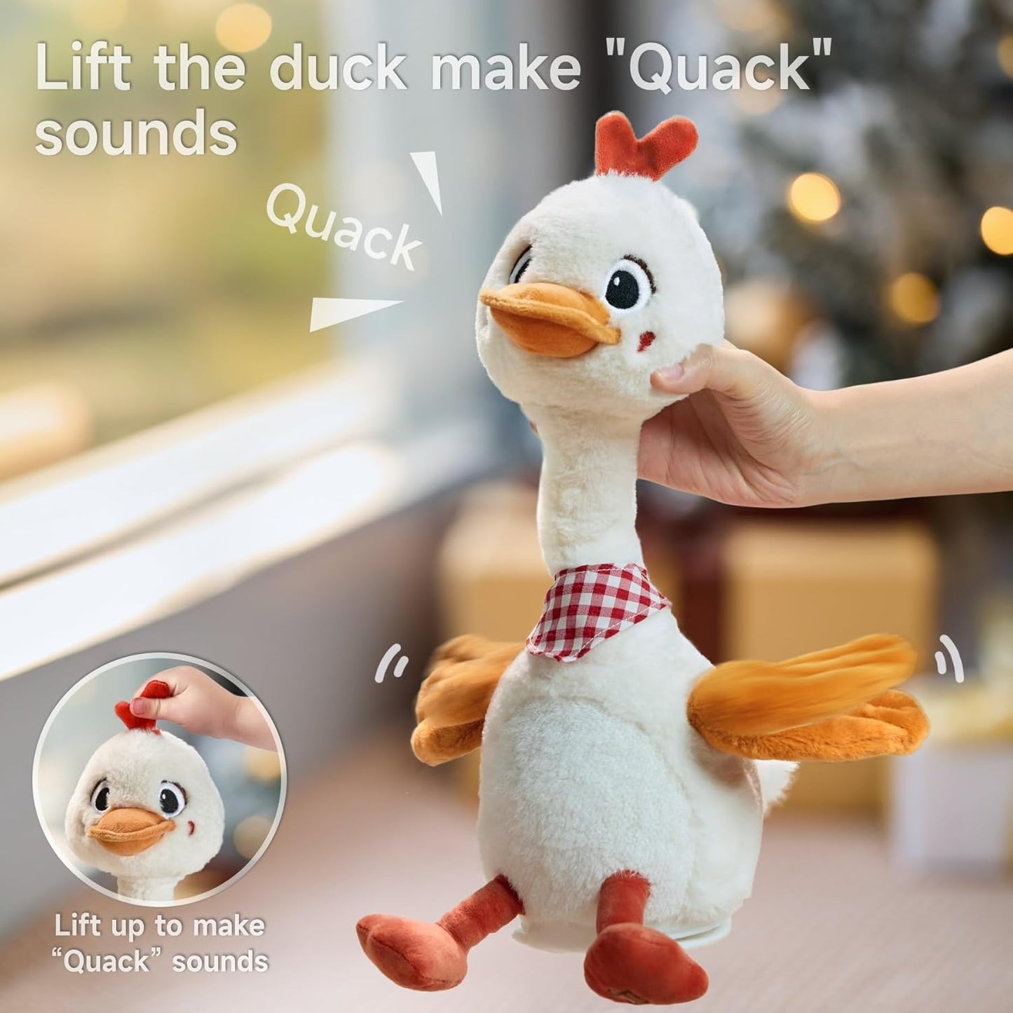 TUMAMA Talking Dancing Duck Toy - Soft Plush Electronic Pet with Twisting Neck and Flapping Wings, Features Singing, Recording, Repeating for Toddlers, Toddler Interactive Gift Toys for Boys and Girls