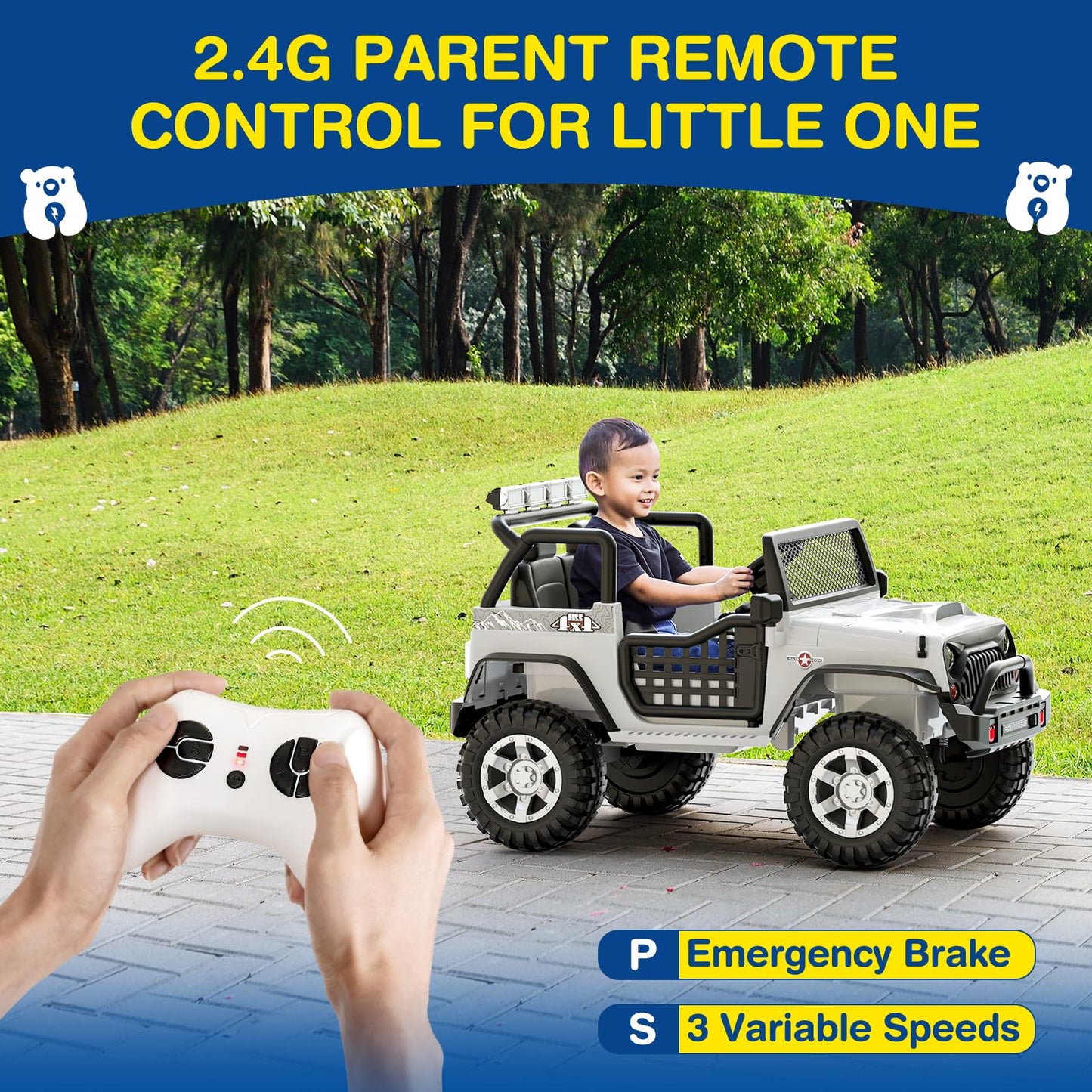 L8 Ride On Car, 12V Kids Electric Car w/Remote Control, 2 Seater, Spring Suspension, Bluetooth Speaker, Multi Music Modes, 3 Speeds, LED Lights, Xmas & Birthday Gift Ideas for Kids Ages 3+