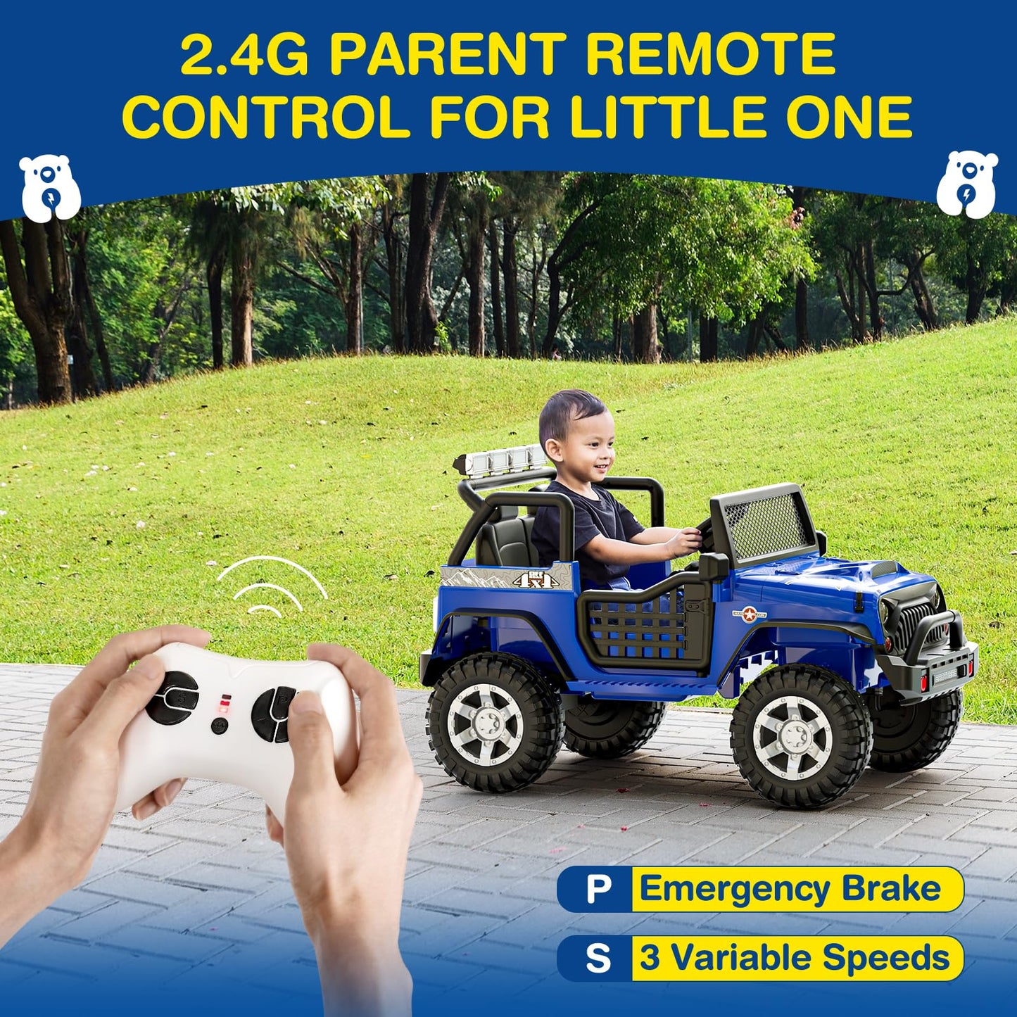 L8 Ride On Car, 12V Kids Electric Car w/Remote Control, 2 Seater, Spring Suspension, Bluetooth Speaker, Multi Music Modes, 3 Speeds, LED Lights, Xmas & Birthday Gift Ideas for Kids Ages 3+