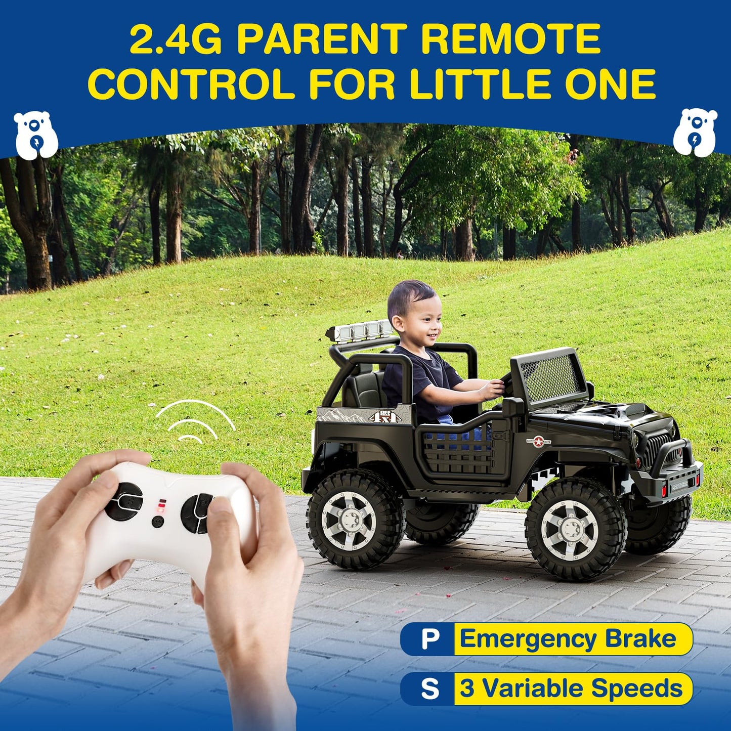 L8 Ride On Car, 12V Kids Electric Car w/Remote Control, 2 Seater, Spring Suspension, Bluetooth Speaker, Multi Music Modes, 3 Speeds, LED Lights, Xmas & Birthday Gift Ideas for Kids Ages 3+