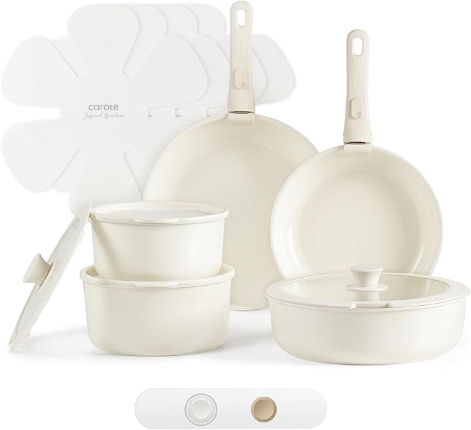 CAROTE 15pcs Ceramic Cookware Set,